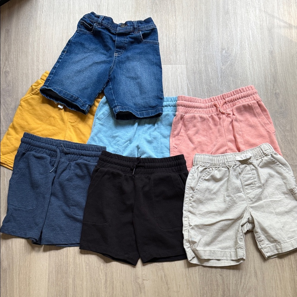 Wonder Nation Kids Shorts Bundle- Blue, Yellow, Salmon, Black, Cream